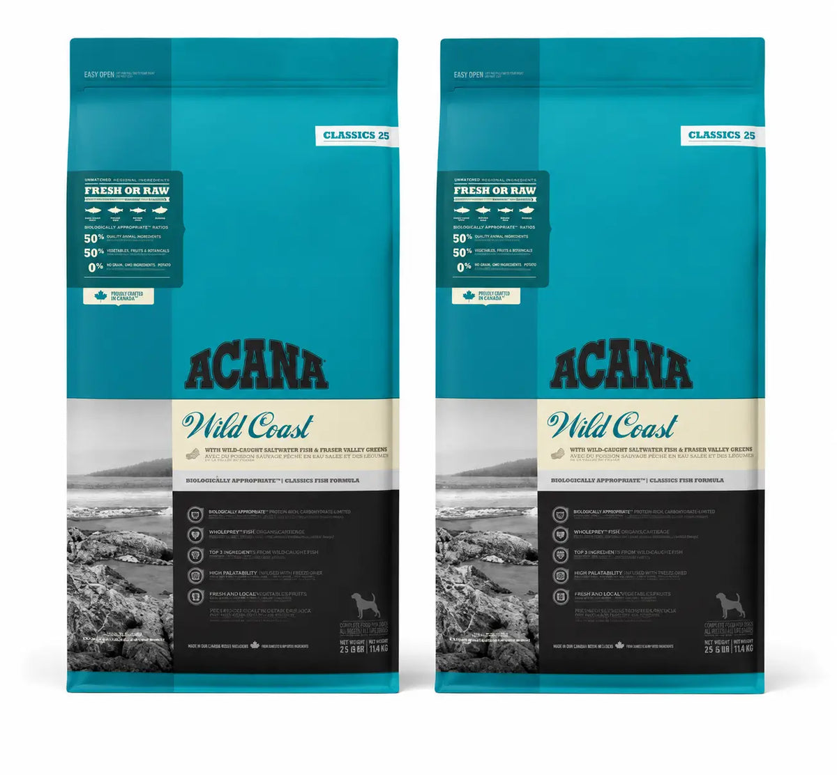 Acana Canine Adult Classics Wild Coast 14,5 kg krmivo pre psov, balenie po 2 ks