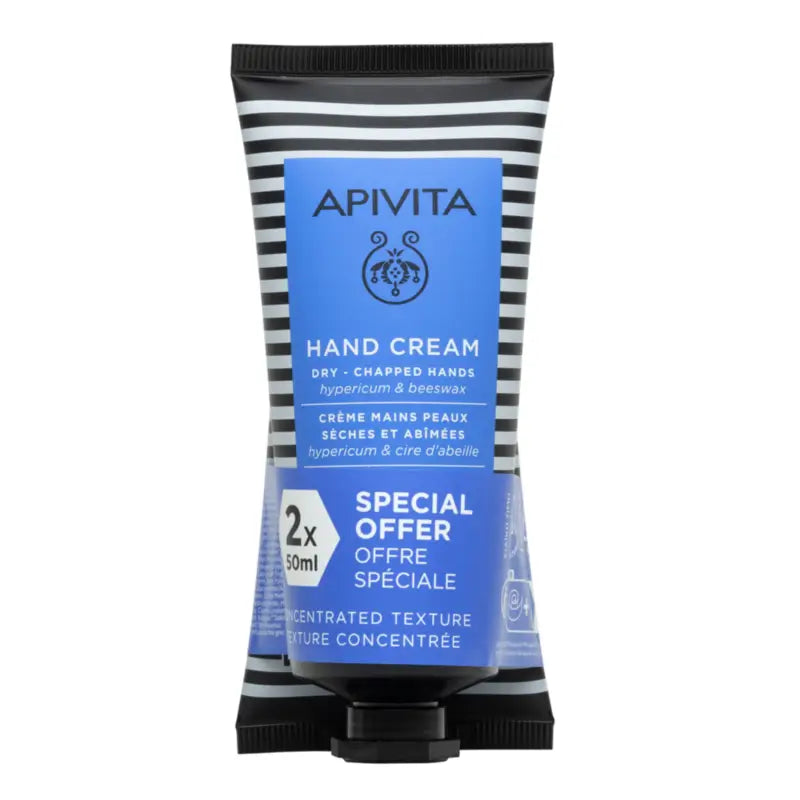 Apivita Duplo Krém na ruky pre suché a popraskané ruky s ľubovníkom bodkovaným 2 x 50 ml
