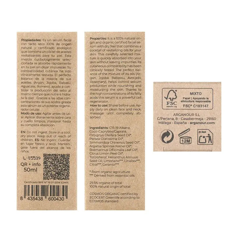 Arganour Výživné pleťové sérum pre mastnú/kombinovanú pleť, 50 ml