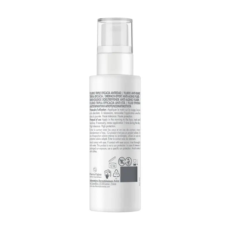 Avène Fluid s trojnásobnou účinnosťou proti starnutiu s kyselinou hyalurónovou a UV filtrom SPF 50, 40 ml