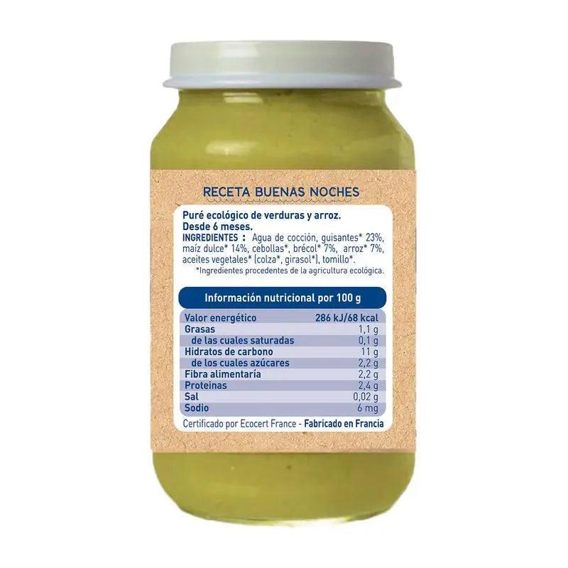 Babybio Dobrú noc – hrach, kukurica, ryža, 200 g