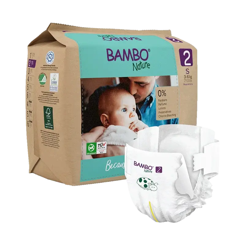 Bambo Nature plienky veľkosť 2 (3–6 kg), 30 kusov