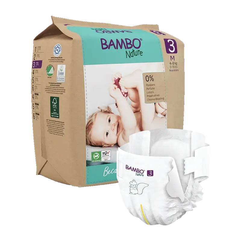Bambo Nature plienky veľkosť 3 (4–8 kg), 28 kusov