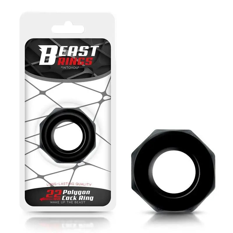 Beast Rings – superpružný mnohohranný prsteň na penis, 2,2 cm, čierny