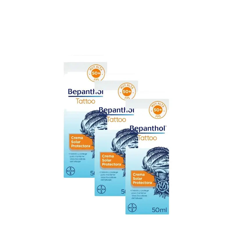 Bepanthol Tattoo opaľovací krém SPF50, balenie 3 x 50 ml