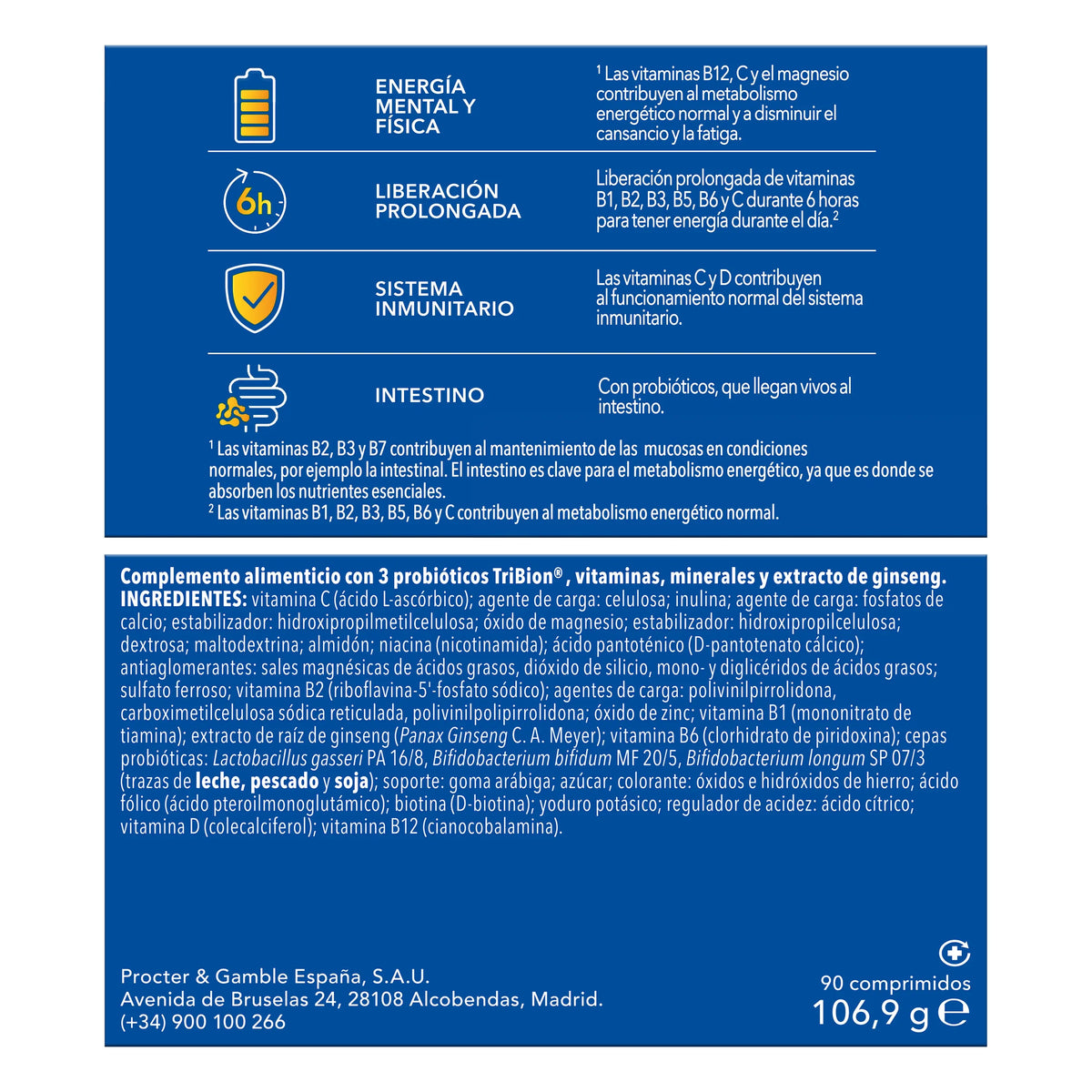 Bion3 Energy – multivitamínové tablety s probiotikami, vitamínom B12, vitamínom C a horčíkom, 30 tabliet