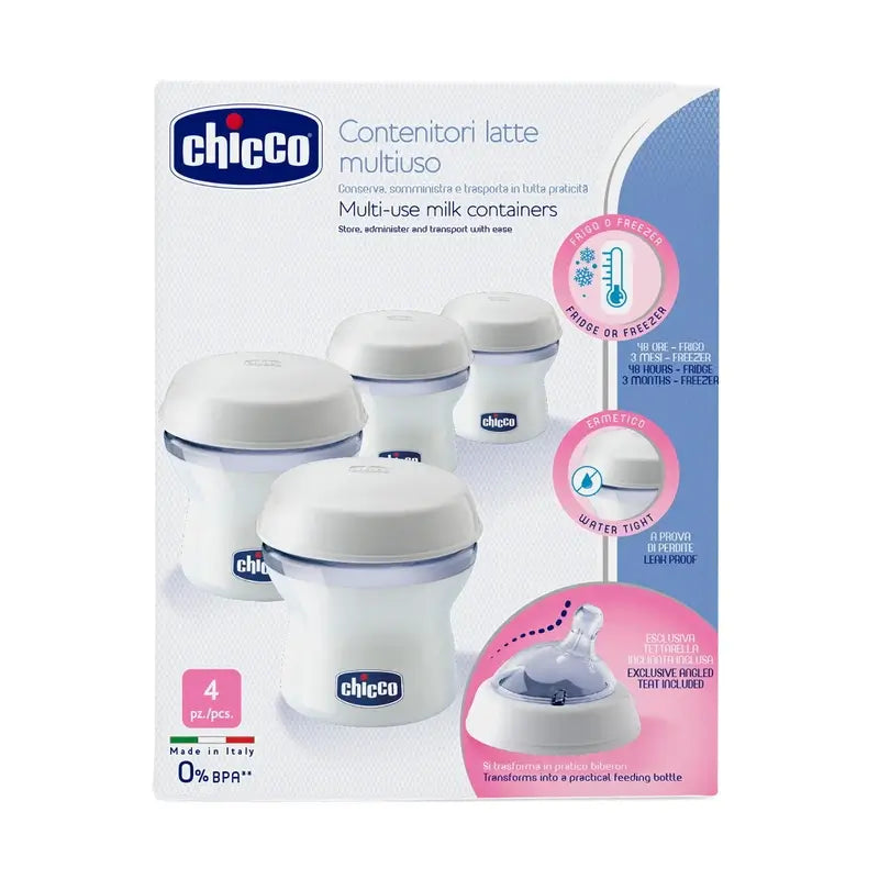Chicco – nádoby na materské mlieko, 4 ks