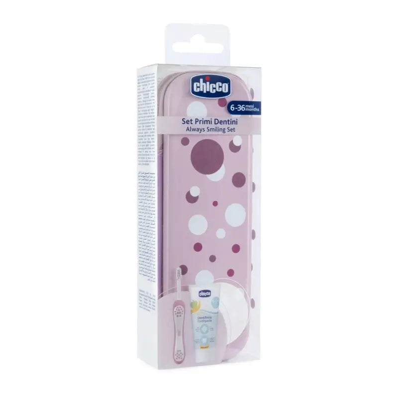 Chicco zubná sada ružová 6M+