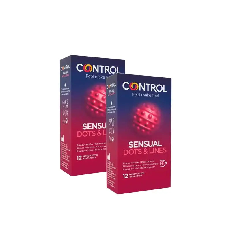 Control Sensual Dots & Line Condoms, 12-pack, pack of 2