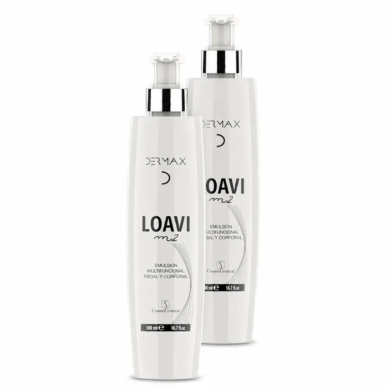 Dermax Loavi M2 pleťová a telová emulzia, balenie 2 × 500 ml