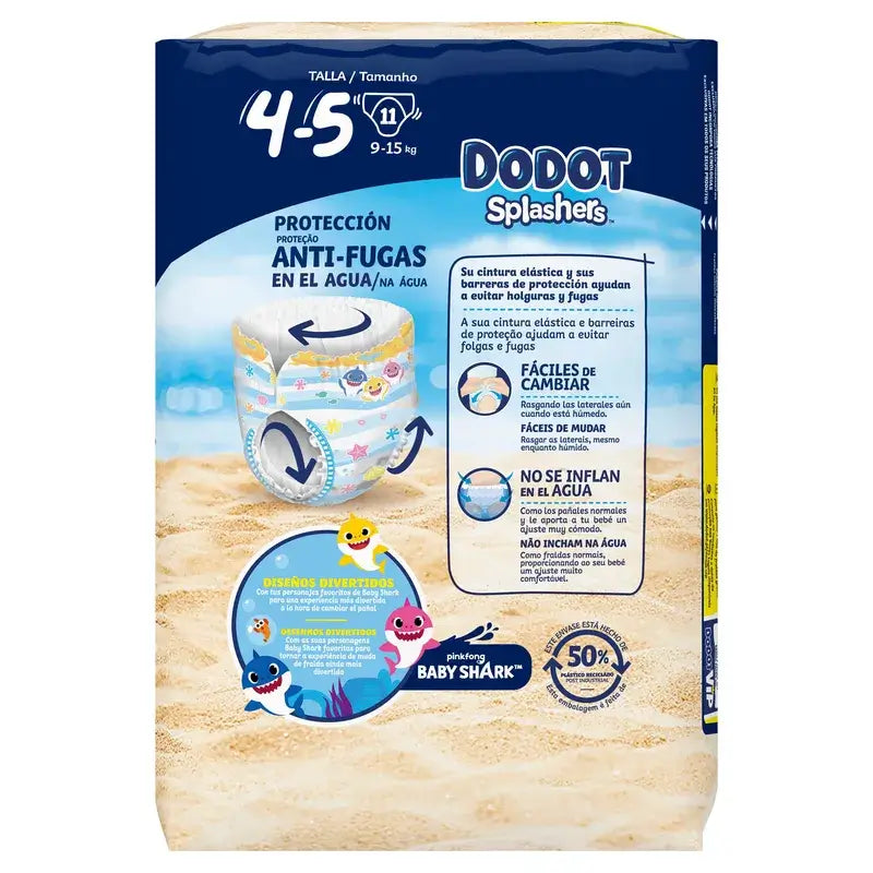 Dodot Splashers – plienky do vody, veľkosť 4–5, 11 kusov