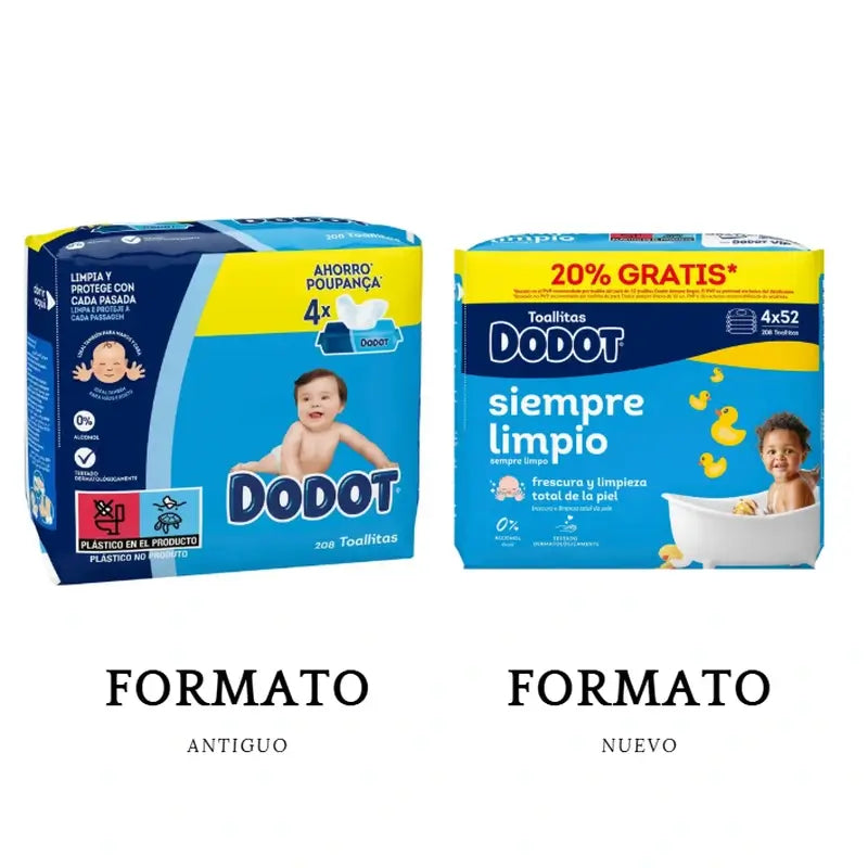 Dodot náhradné vlhčené utierky, 208 kusov