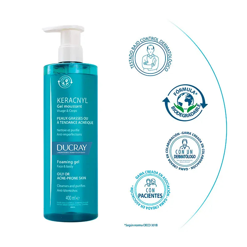 Ducray Keracnyl čistiaci gél 400 ml