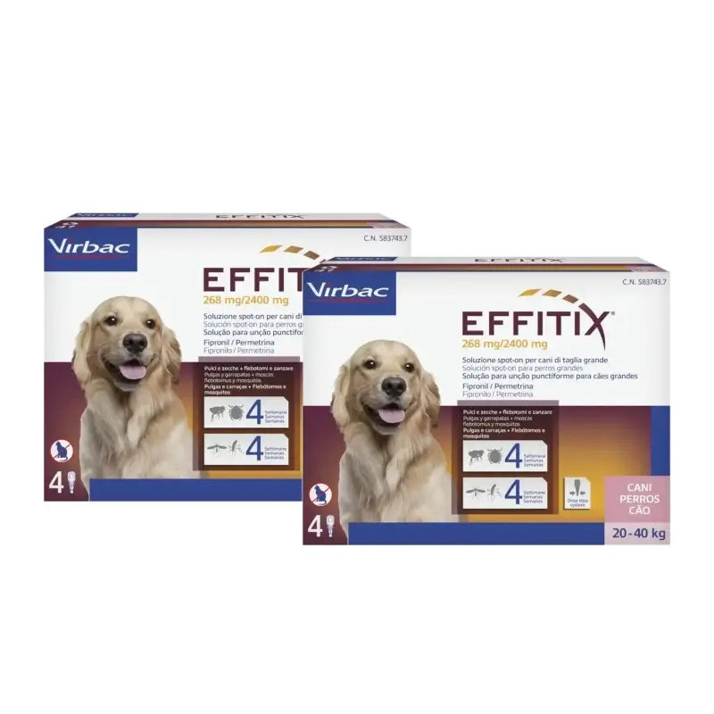 Effitix L – prípravok proti parazitom pre veľké psy (20–40 kg), balenie po 2 ks