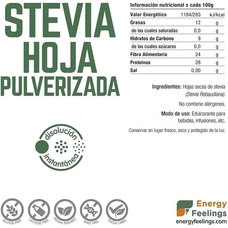 Energy Feelings – rozomleté listy stévie, 100 g. Vegánsky, Sg