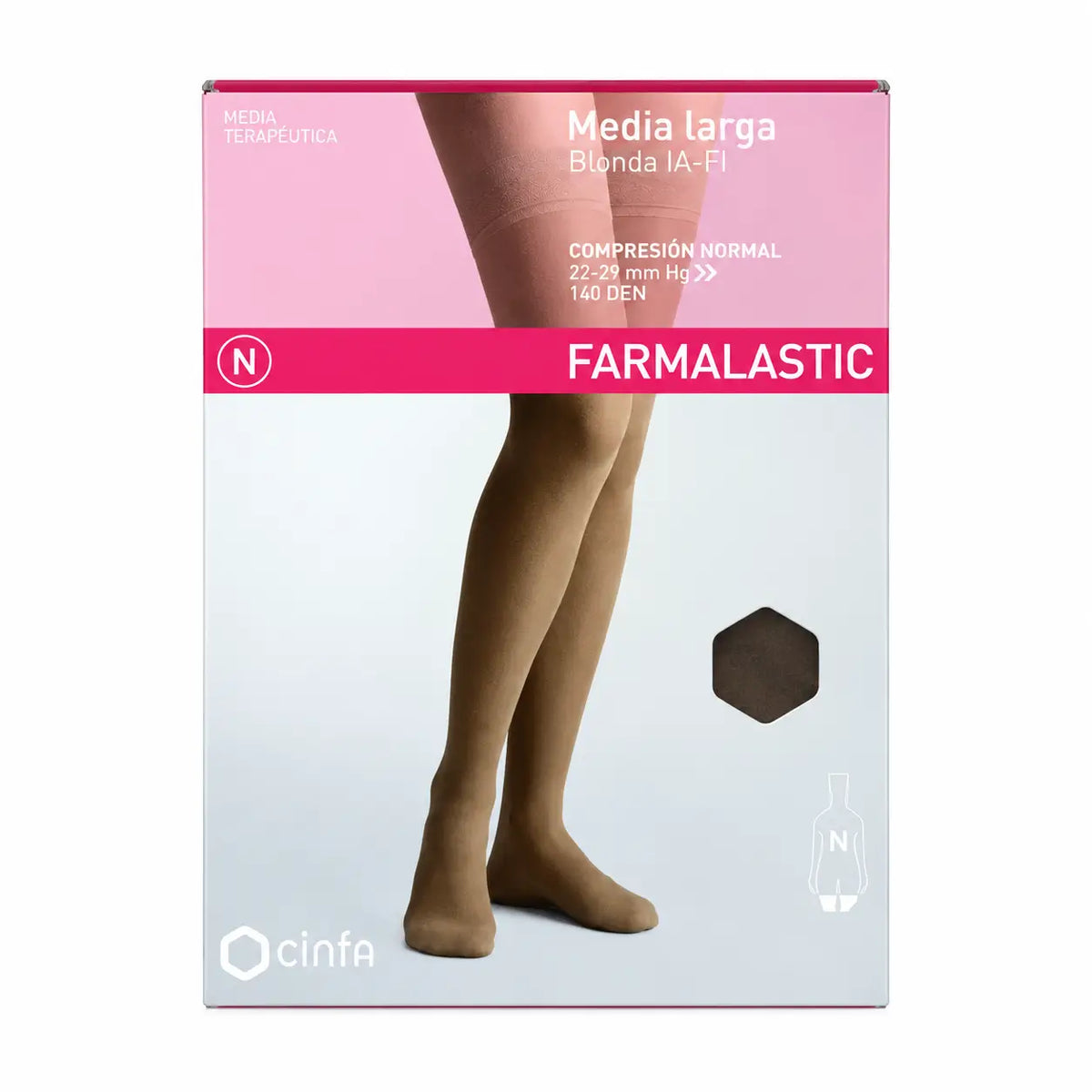 Farmalastic, dlhé pančucháče, čierne, s normálnou kompresiou, veľkosť XL