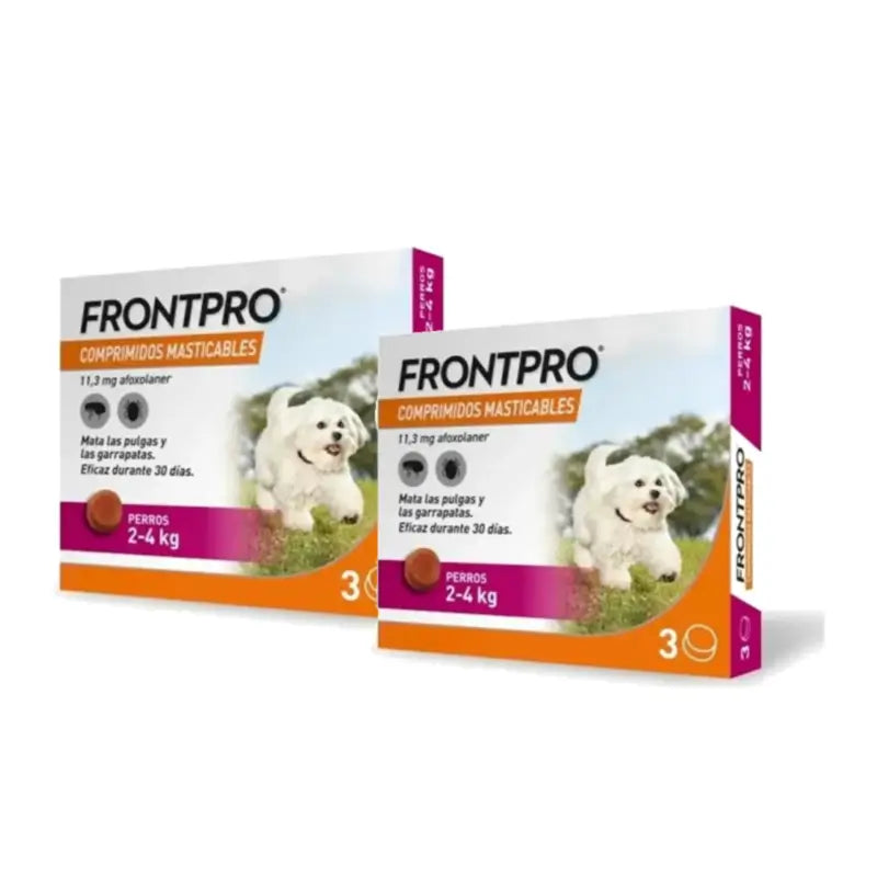 Frontpro – prípravok proti parazitom pre psov s hmotnosťou 2–4 kg (S), balenie 2 x 3 žuvacie tablety