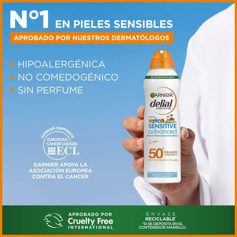 Garnier Delial Sensitive Advanced Sprej proti piesku SPF 50+, 150 ml