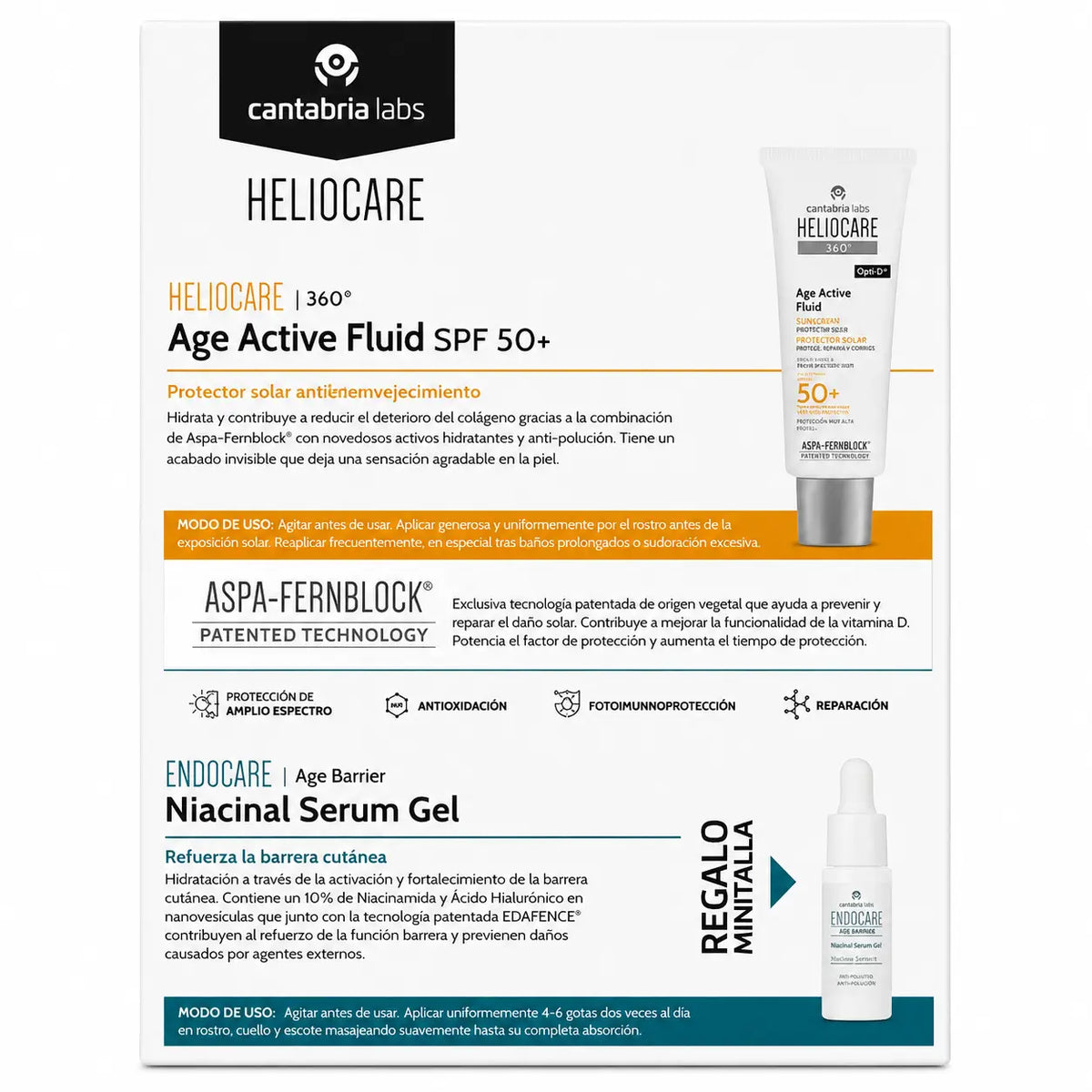 Heliocare Pack Helio 360 Age Active Fluid 50 ml + miniatúrne balenie Age Barrier 10 ml