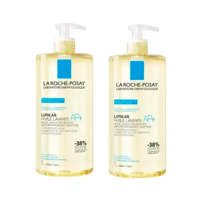 La Roche-Posay Lipikar Čistiaci olej AP+ – telový čistiaci prostriedok proti podráždeniu pre atopickú pokožku, balenie 2 x 1000 ml