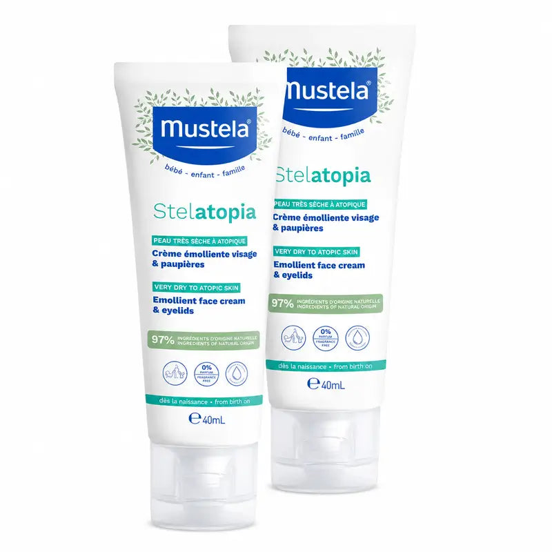 Mustela Stelatopia Zjemňujúci krém na tvár, balenie 2 x 40 ml