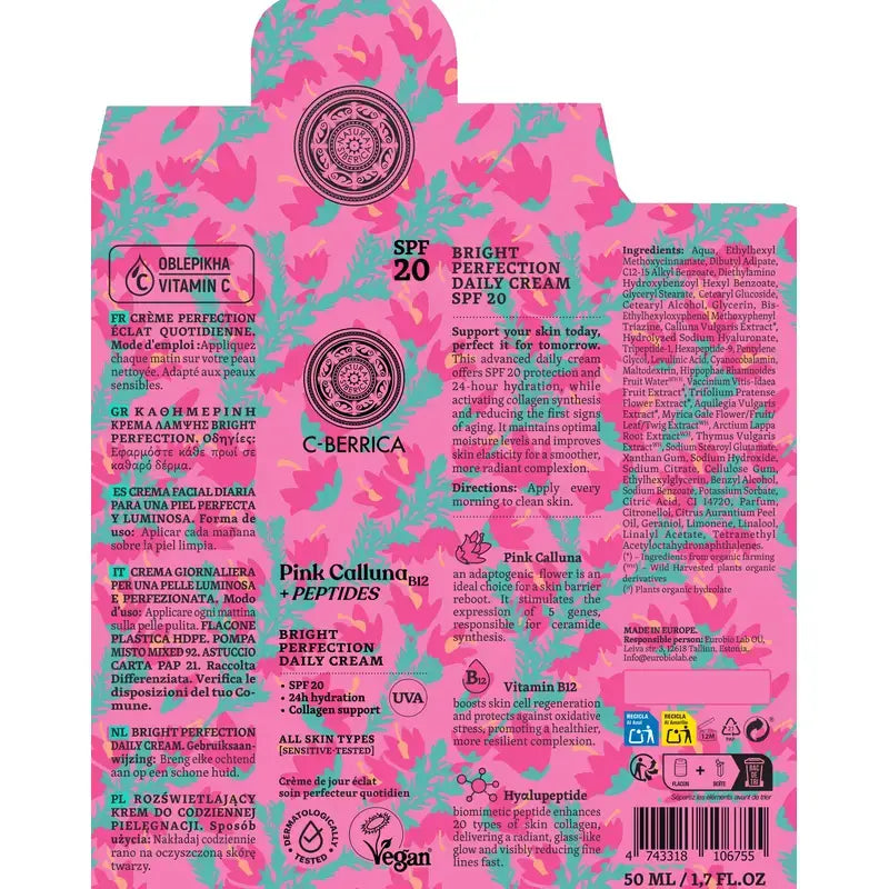 Natura Siberica Denný krém na tvár pre dokonalú a žiarivú pleť SPF 20, 50 ml
