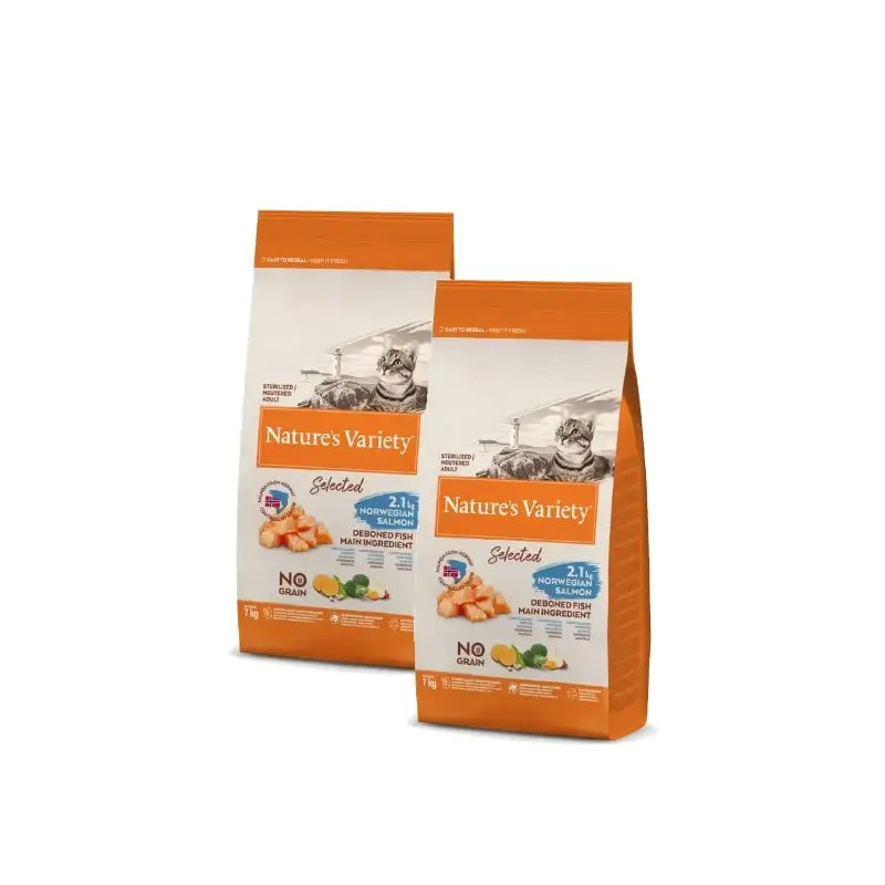 Nature's Variety Selected Feline Adult – krmivo pre sterilizované dospelé mačky s lososom, 7 kg, balenie po 2 ks