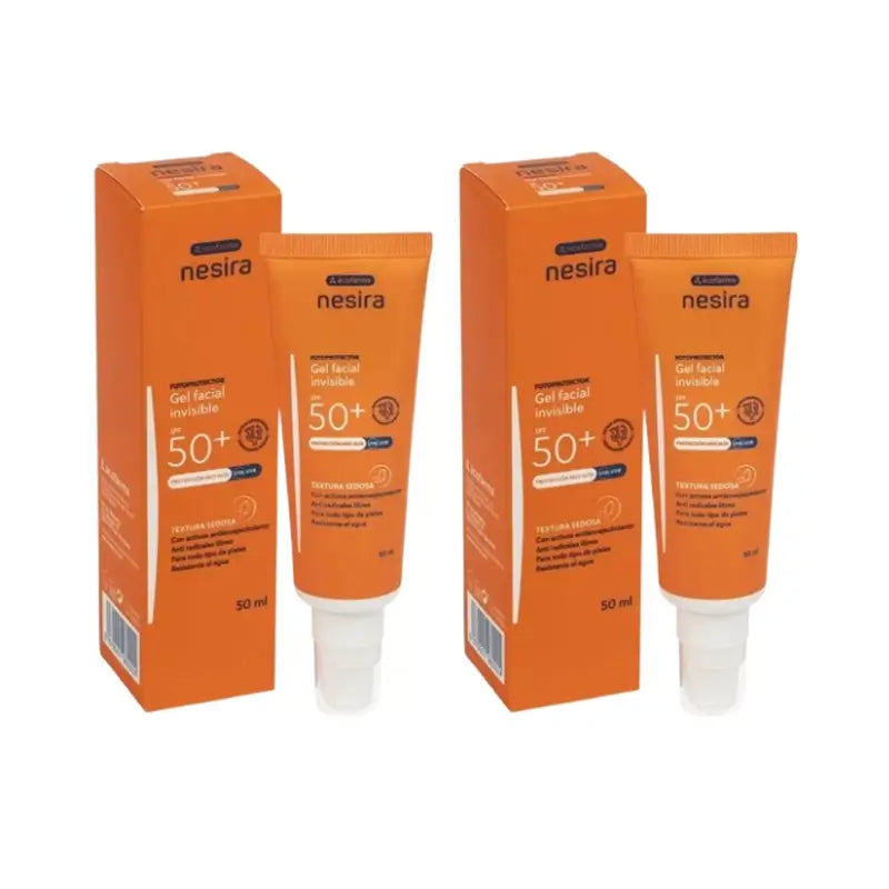 Nesira Invisible Face Gel Spf50+ , Pack 2 x 50 ml