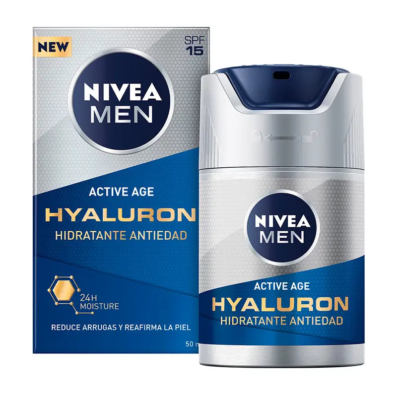Nivea Men Hydratačný krém s kyselinou hyalurónovou a SPF 15, 50 ml