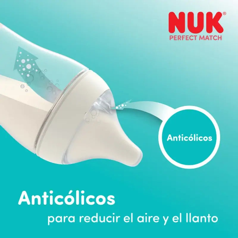 NUK Perfect Match sklenená fľaša 120 ml, cumlík S 0m+, dúha