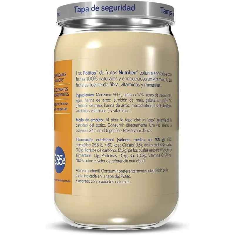 Nutribén Potito – jablko, pomaranč a banán s sušienkou, 235 g
