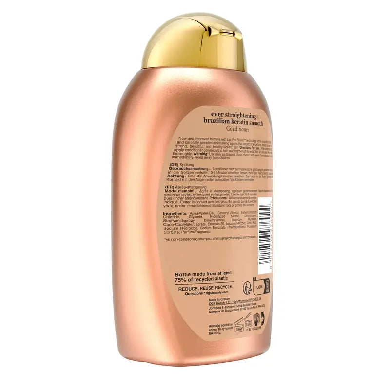 OGX Kondicionér s brazílskou keratínou, pre vlnité alebo kučeravé vlasy, vyhladzuje, posilňuje a hydratuje, 385 ml