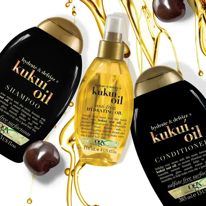 OGX Šampón s olejom z kukui proti krepateniu vlasov, 385 ml