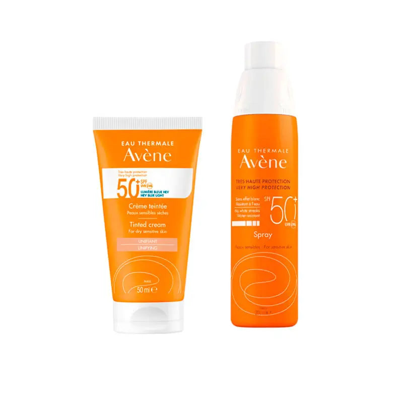 Avène Pack Sunscreen Cream Sensitive Skin SPF50+ Colour 50 ml + Avène Sunscreen Spray Sensitive Skin SPF50+200ML