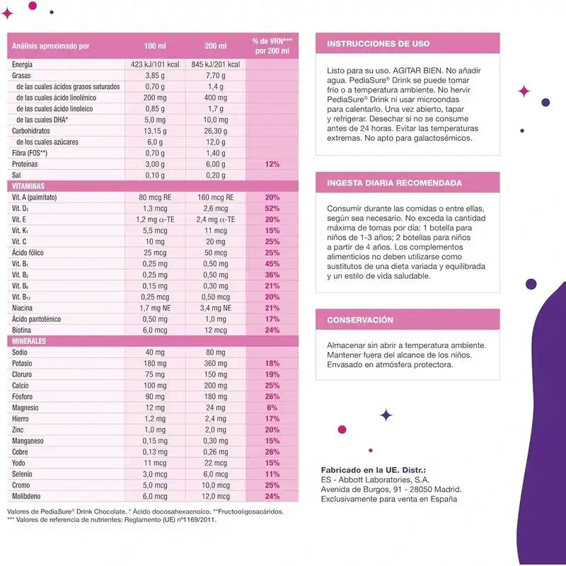Pediasure Cookies & Cream + čokoládový nápoj pre deti, 850 g + 4 fľaše čokoládového nápoja po 220 ml
