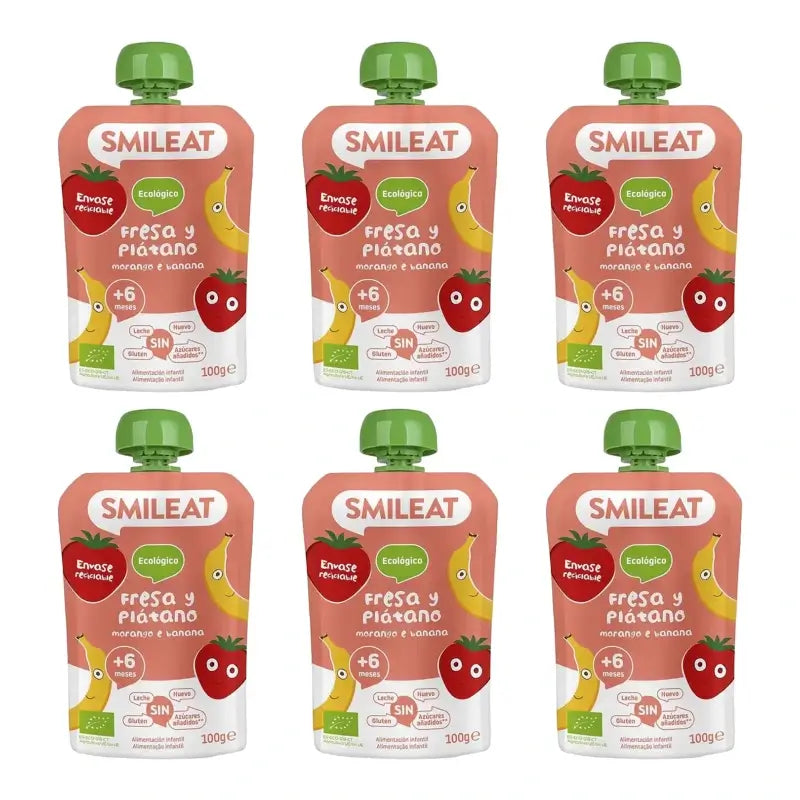 Smileat vrecúško s príchuťou jahody a banánu 100 g, balenie po 6 ks