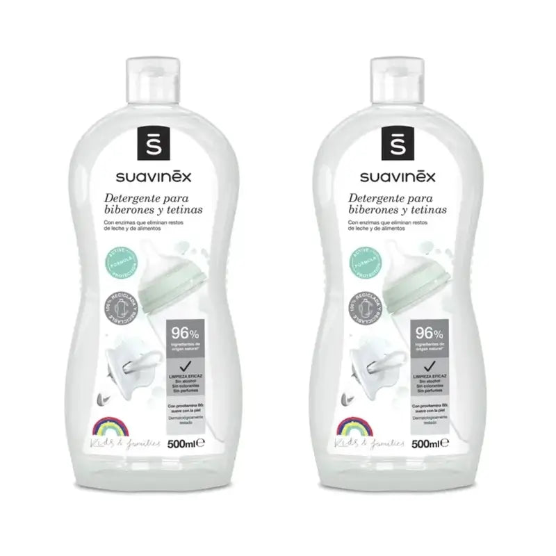 Suavinex Prípravok na umývanie fľašiek a cumlíkov, 2x500 ml