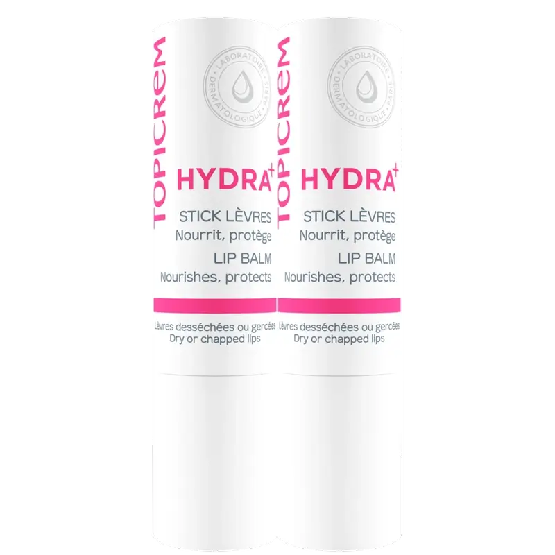 Topicrem Hydra+ Duo balenie – ultra-hydratačný balzam na pery 4 g, 2. kus, 50 % zľava