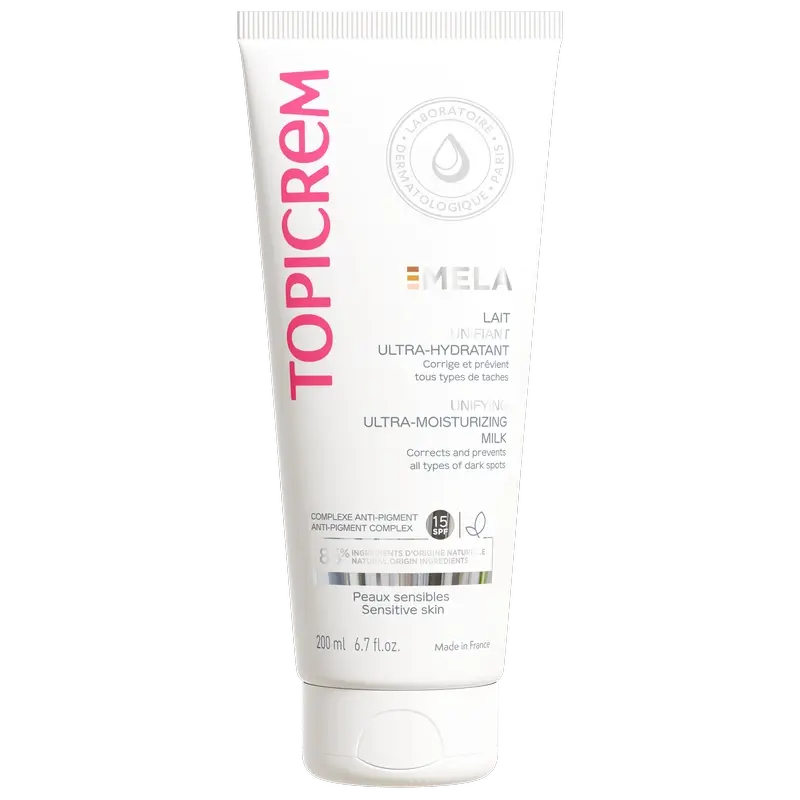 Topicrem Mela Ultra-hydratačný telový krém na zjednotenie tónu pleti SPF 15, 200 ml