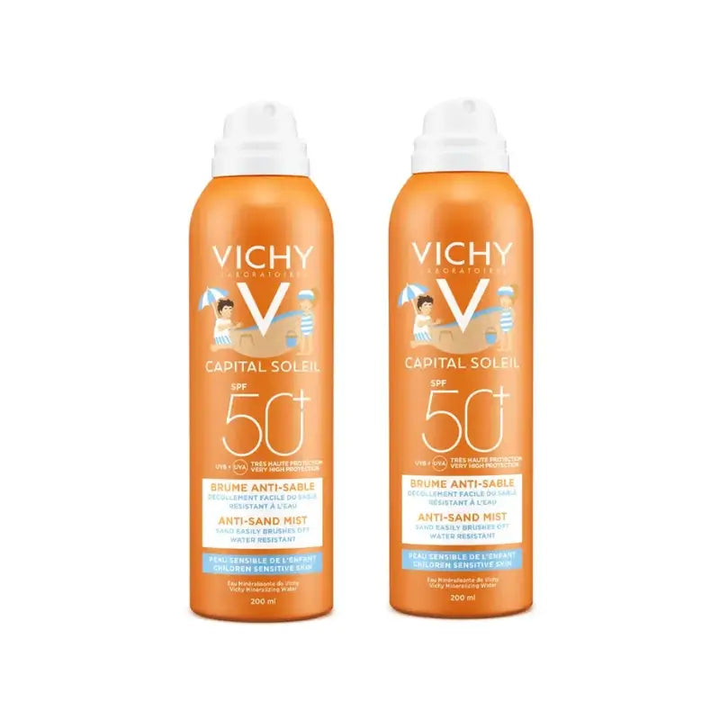 Vichy Capital Soleil – opaľovací sprej proti piesku pre deti SPF 50+, 2×200 ml