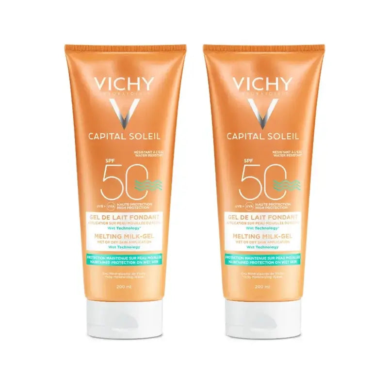 Vichy Capital Soleil Gélové mlieko Wet Skin SPF 50, 2 × 200 ml