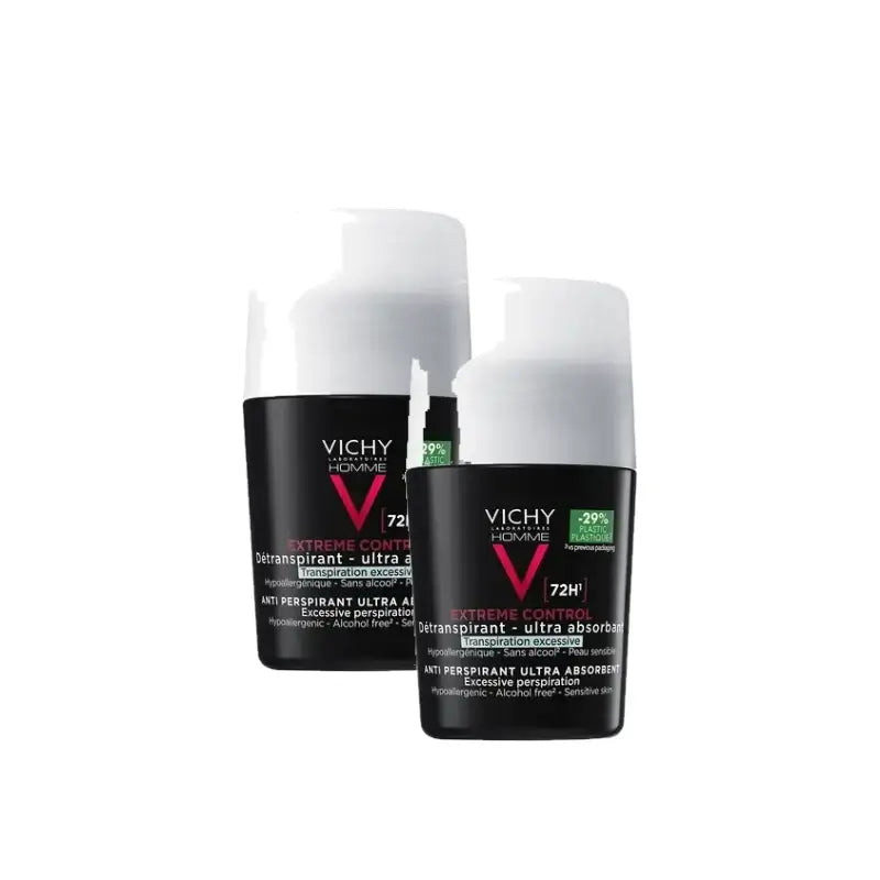 Vichy Homme Dezodorant proti poteniu s extrémnou účinnosťou 72 hodín, roll-on, 50 ml, balenie po 2 kusoch