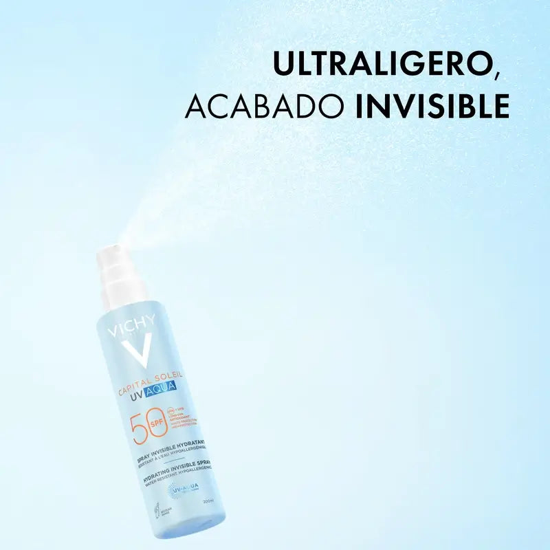 Vichy Solar UV Aqua Hydratačný neviditeľný sprej SPF 50, 200 ml