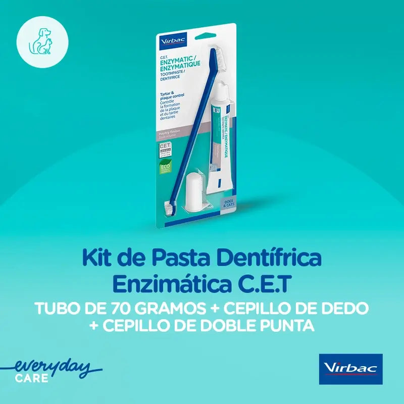 Virbac Cet Kit – kefka + enzymatická zubná pasta 70 g pre domáce zvieratá