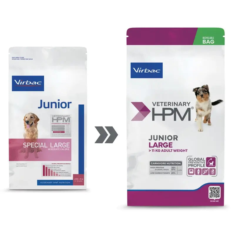Virbac Veterinary HPM Junior Large Dog, 3 kg, krmivo pre psov