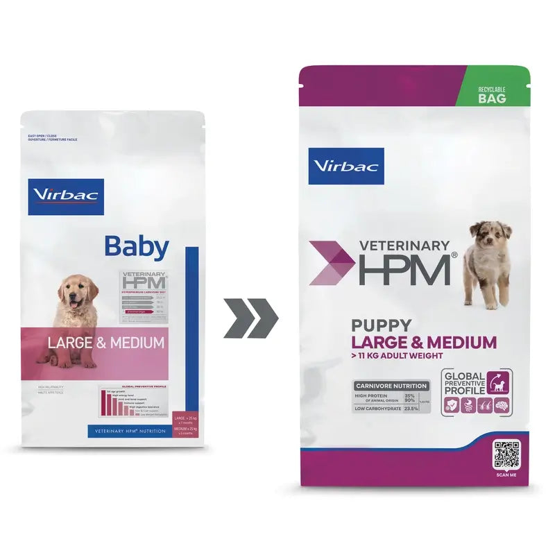 Virbac Veterinary HPM Puppy Large & Medium Dog, 7 kg, krmivo pre psov