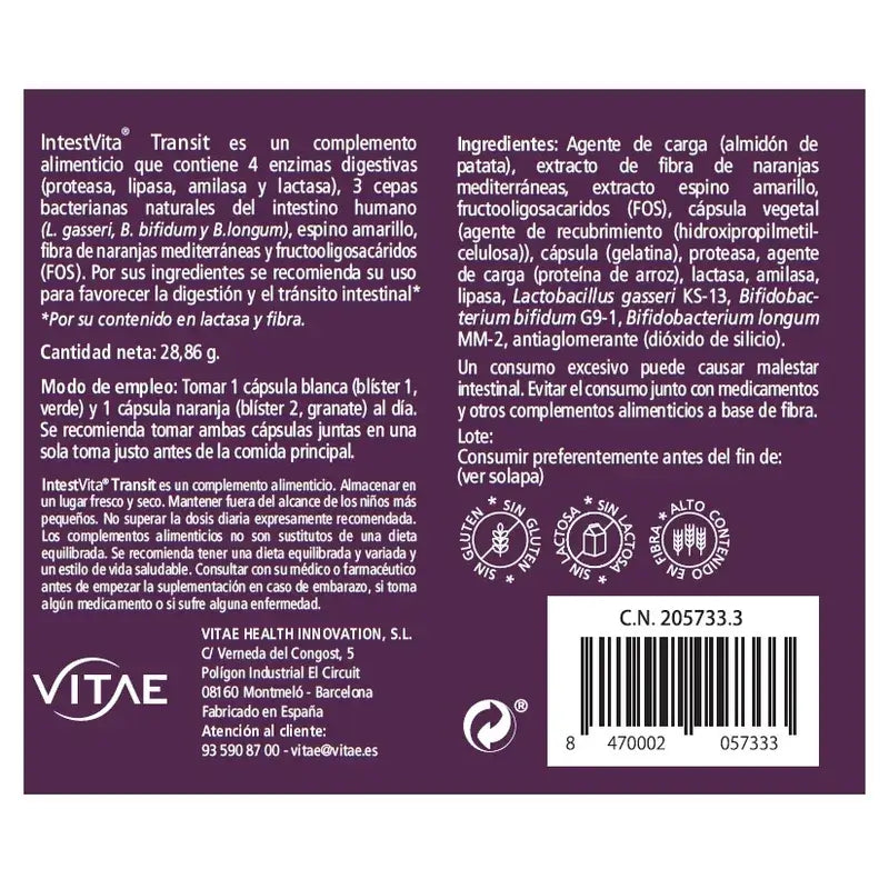 IntestVita Transit 60 kapsúl – s vlákninou a probiotikami