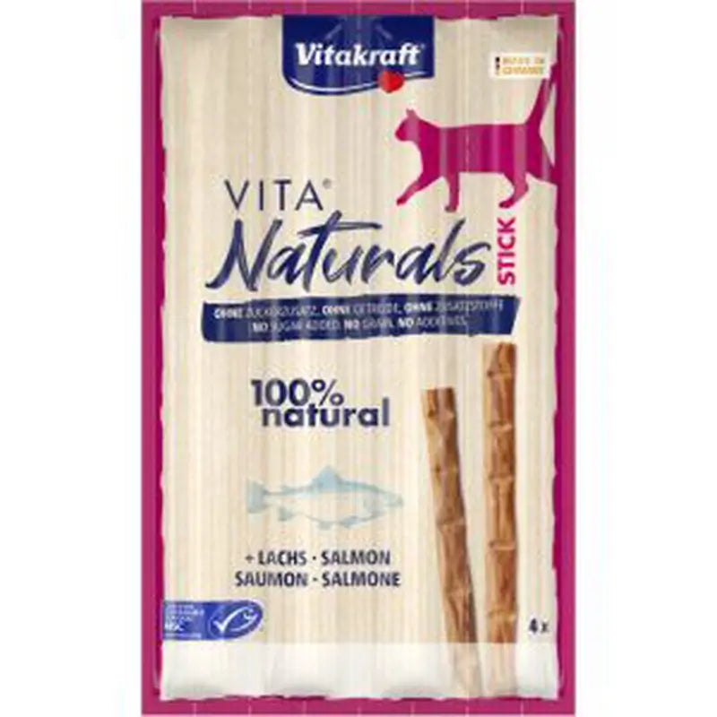 Vitakraft Vita Naturals pre mačky – tyčinky s lososom, 20 × 4 ks