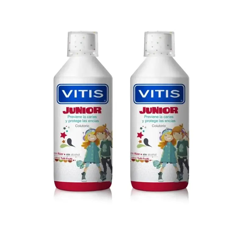 Vitis Junior ústna voda, 2 × 500 ml, príchuť Tutti Frutti