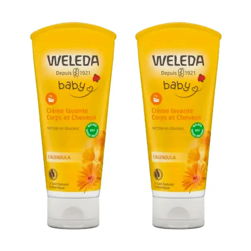 Weleda detský šampón a sprchový gél s nechtíkom, 2 x 200 ml